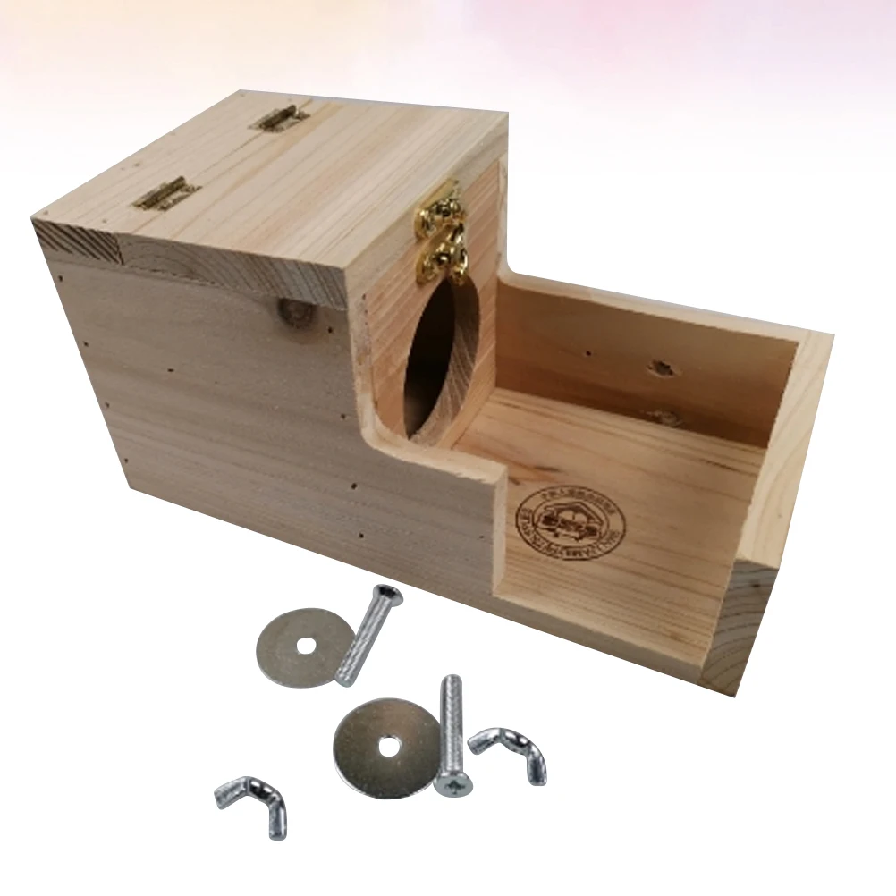 

Wooden Hamster House Small Adventure Cabin Durable Chew Toy Pet Mouse Hut Cozy Nest Flat Design Metal Lock Thick Board Long Term