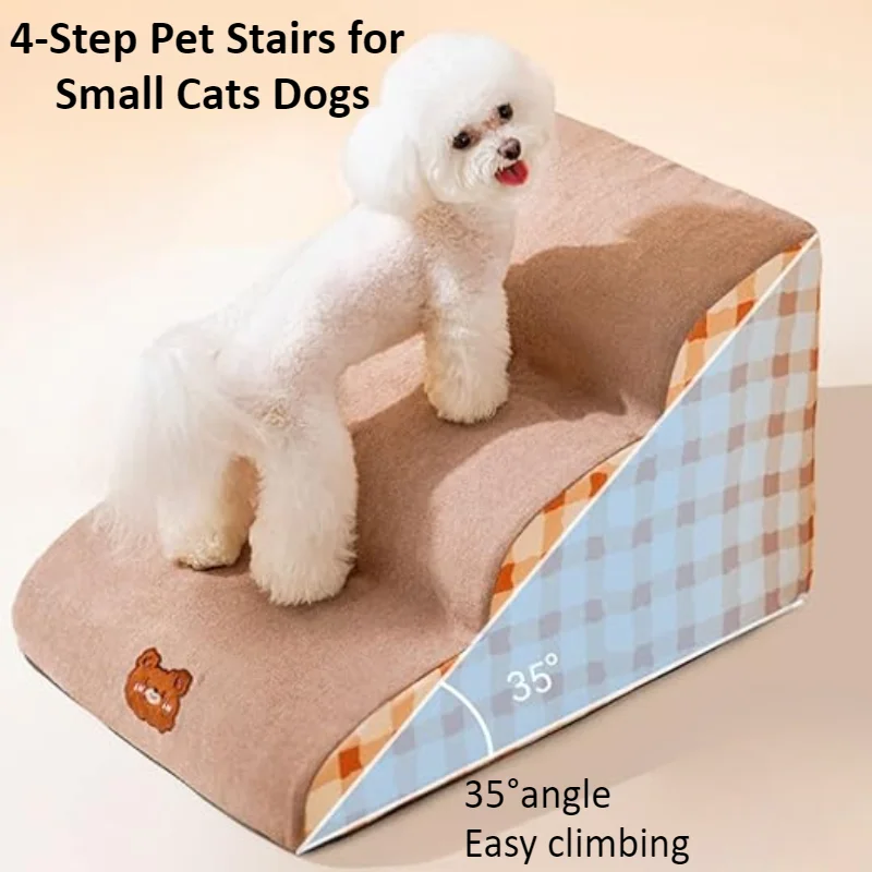 

Лестница для собаки в кровать, лестница для большой кровати и дивана для маленьких собак/кошек, нескользящее дно, моющаяся лестница для домашних животных на молнии