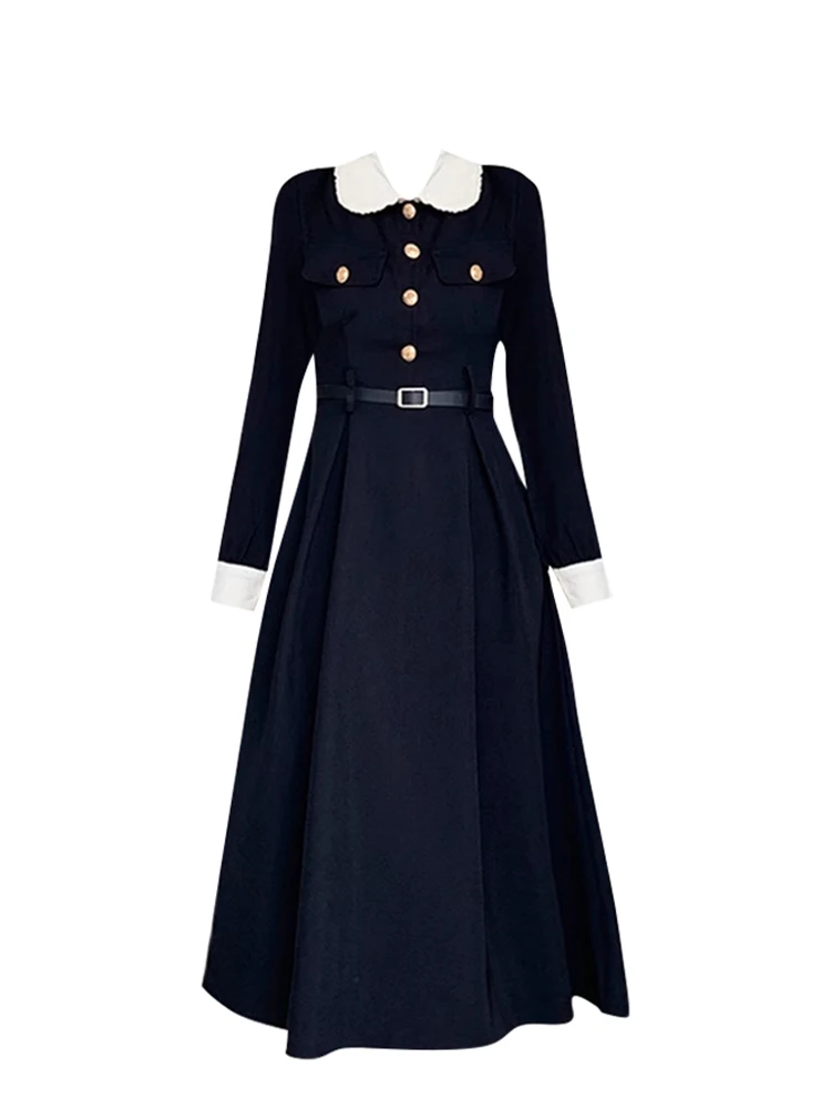 

Женское платье больших размеров Dr CaraCLUB, новинка весенней коллекции, черное, с воротником, длинными рукавами, приталенное, в корейском стиле, из полиэфирного волокна