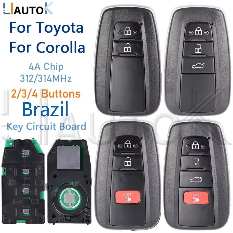 Car Remote Key For Toyota Corolla HYQ14FBN 4A Chip 312/314MHz For Brazil 8990H-02050 2018-2021 2/3/4 Buttons Smart Car Key
