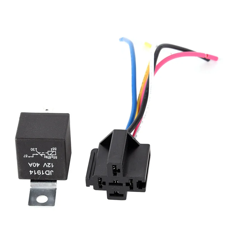 Waterproof Automotive Relay 12v 5pin 40a Car With Black Red Copper Terminal Auto Socket 1pc