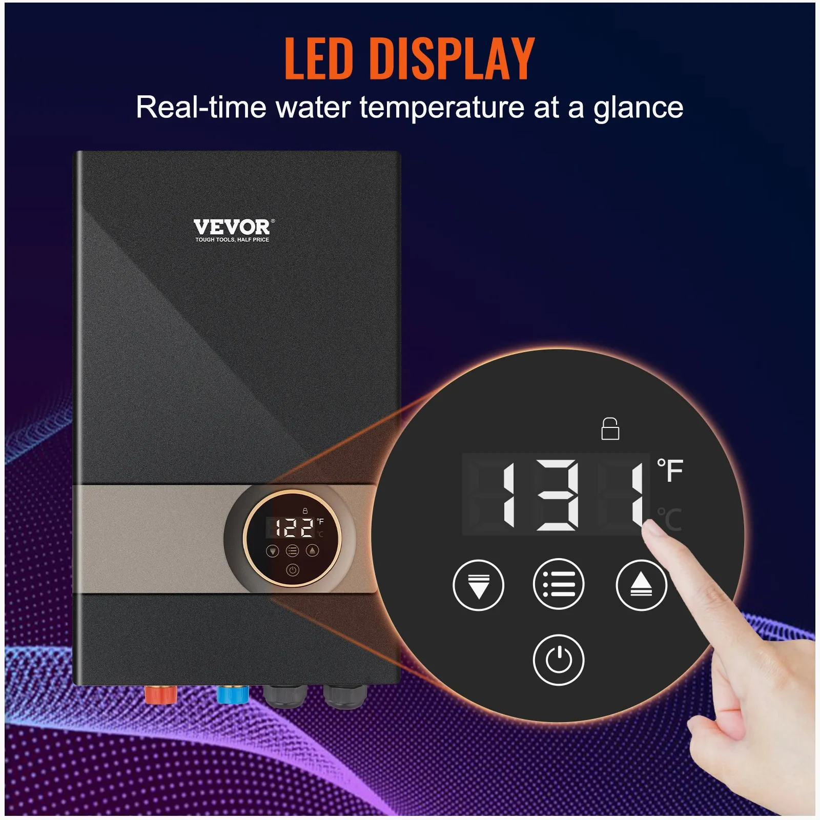 

18kW Electric Tankless Water Heater – Digital Temp Display, Quick Install, Continuous Hot Water Supply for Kitchen, Bathroom, Shower, Salon & Shampoo Stations | ETL Certified