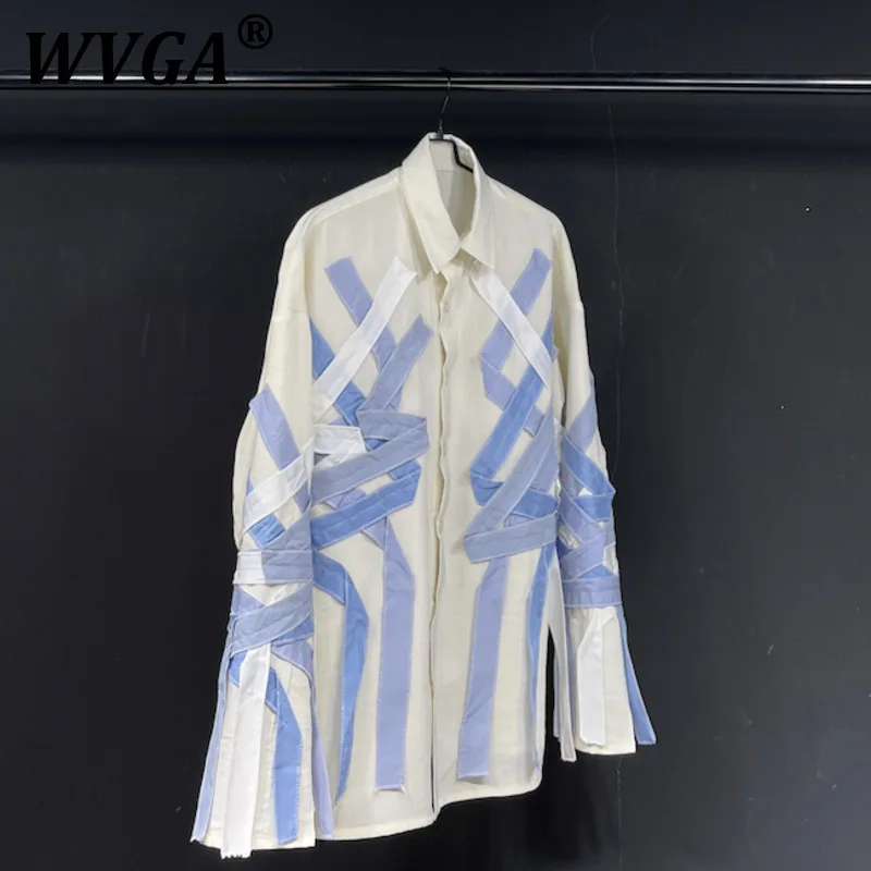 

WVGA Breathable Shirts Spring Autumn New Man Tide Fashion Patchwork Trendy Design Niche Chic Casual Long Sleeved Tops Ins W11609
