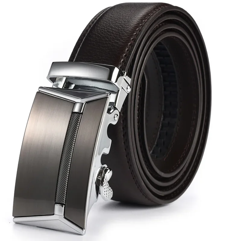 Men\'s Jeans Automatic Buckle Cowhide Real Genuine Leather Belts Luxury Brand Waistband Strap Belt for Men 140 150 160 170 180cm