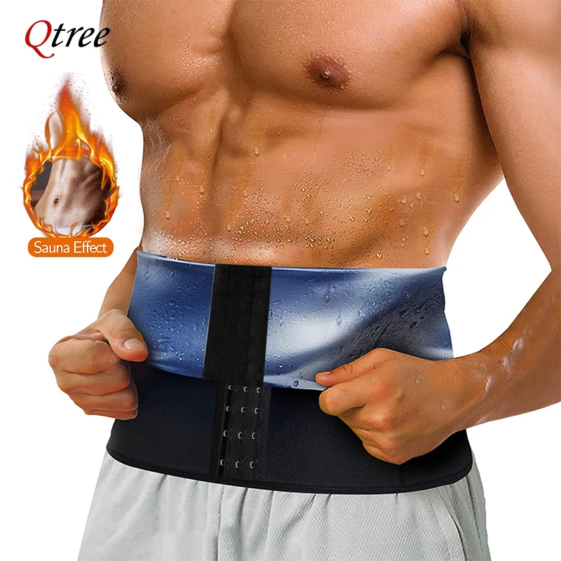 

Qtree Mens Abdomen Reducer Fitness Sweat Trimmer Slimming Belt Waist Trainer Belly Cincher Shapewear Corset Sauna Body Shaper