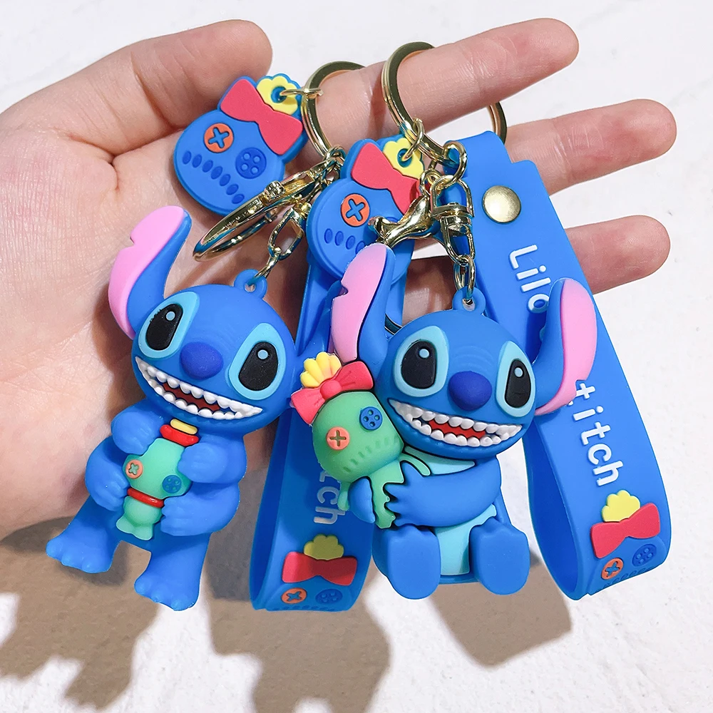 Llaveros de Gel de sílice de dibujos animados, Lilo Stitch, Anime, colgante de Disney, regalos de joyería colgante para bolso