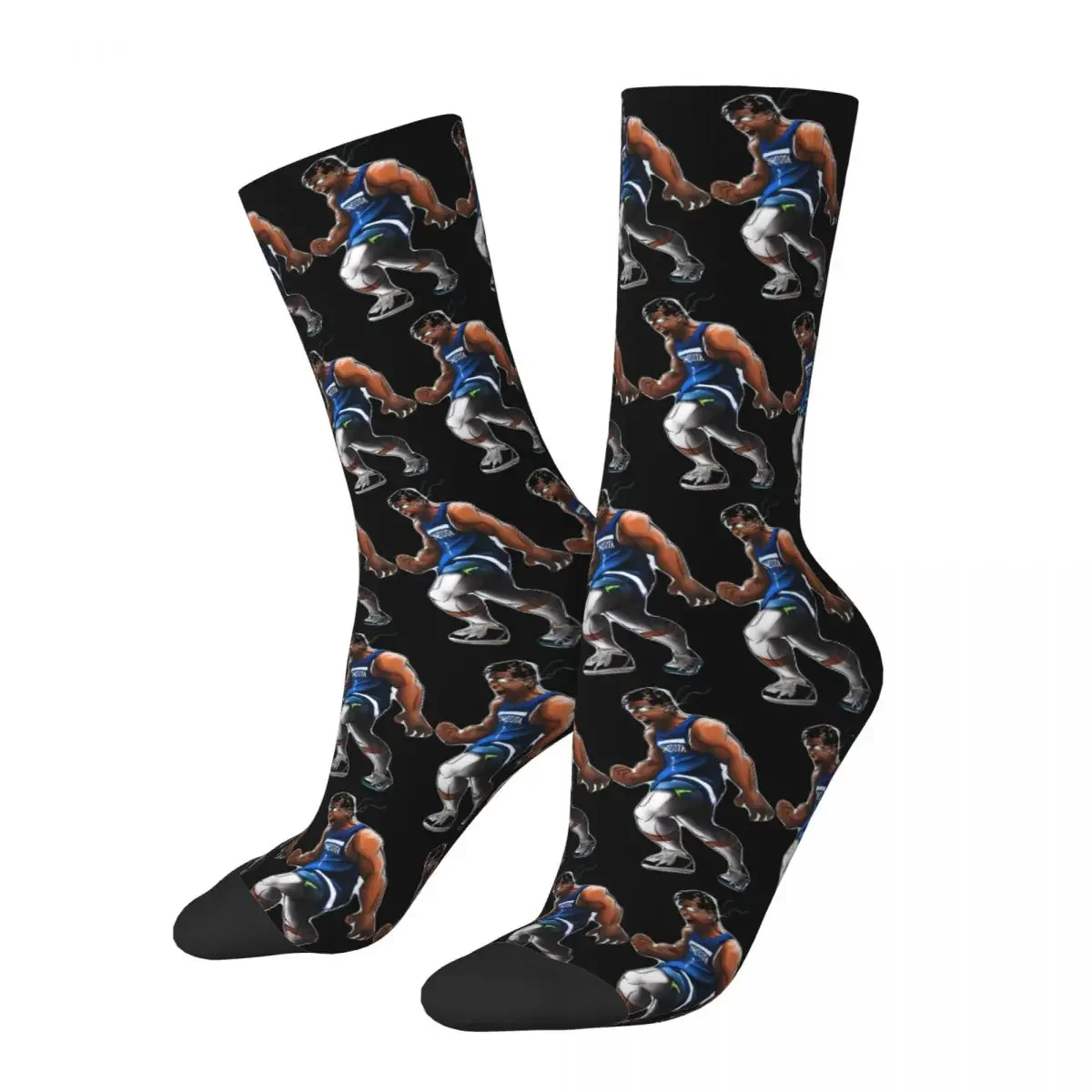 Hip Hop Retro Anthony Edwards Cartoon Style Crazy Men's compression Socks Unisex Anthony Edwards Harajuku Pattern  Boys Gift