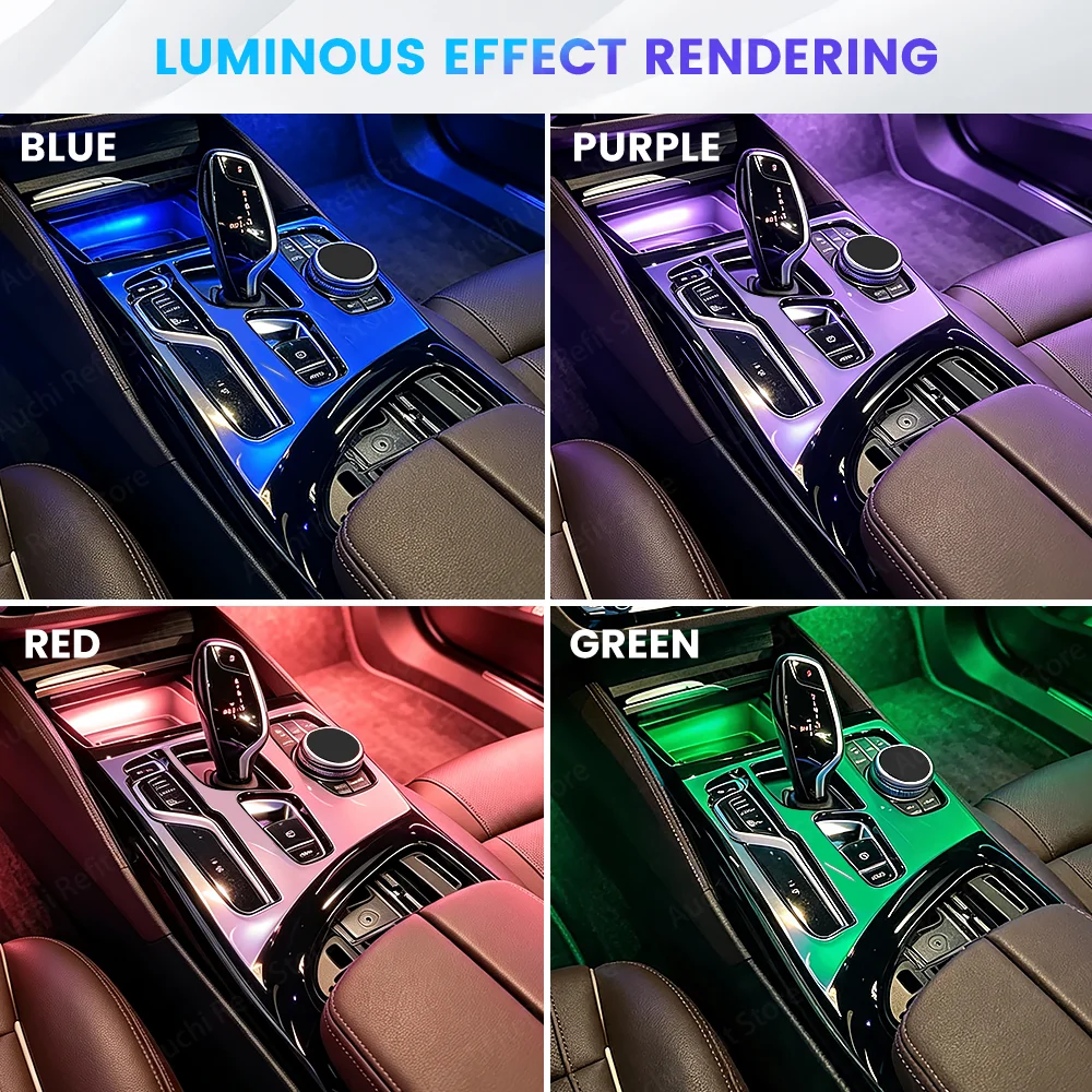 Auchi Central Control Crystal Saddle Light 11 Colours Ambient Light For BMW New 5 Series 6GT G30 G32 M5 Car Decorative Lamp