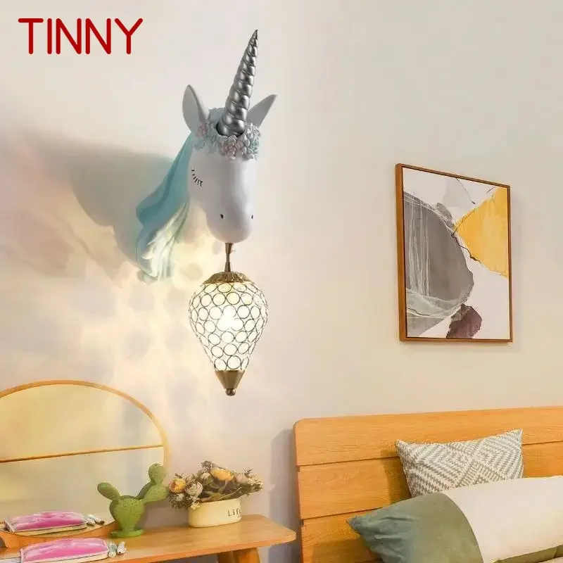 TINNY Contemporary Unicorn Wall Lamp Creative Living Room Bedroom Study Villa Hotel Children's Room Aisle LED Decoration Light