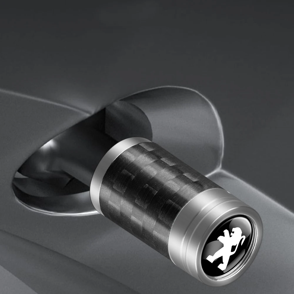 4Pcs Metal Carbon Fiber Car Wheel Valve Stem Dust Cap Auto Accessories For Peugeot 206 3008 308 307 106 407 208 207 2008 508