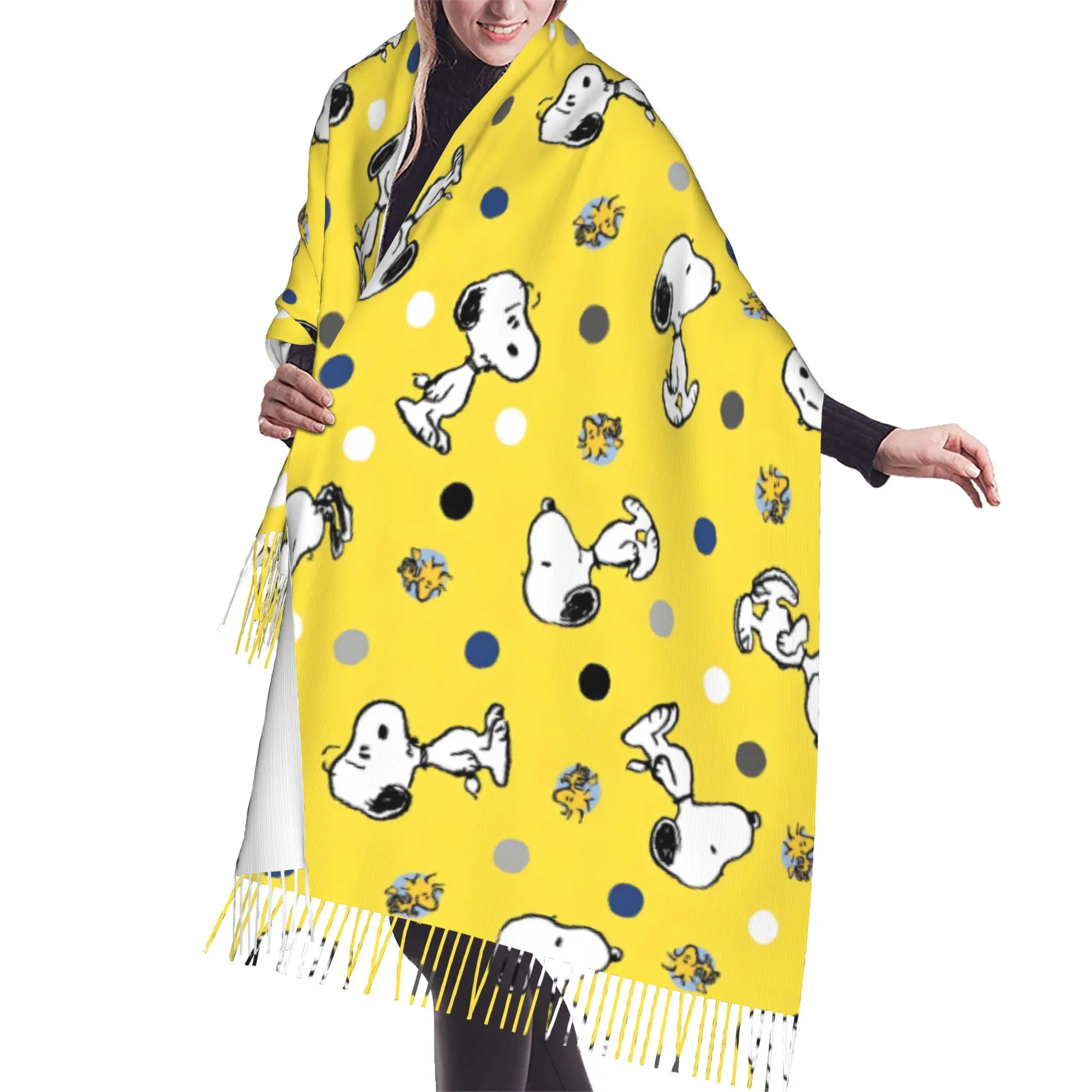 Custom Print S-snoopied Dog Scarf Women Men Winter Warm Scarves Anime Manga Shawls Wraps