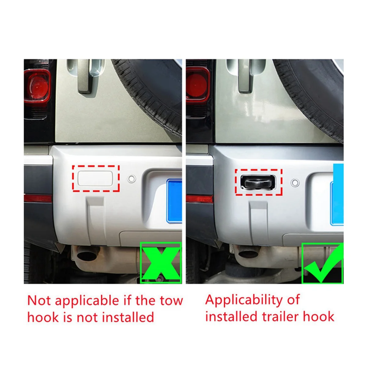 2PCS Car Trailer Tow Hook Hole Trim Frame for Land Rover Defender 90 110 2020-2023 Trailer Hitch Decor Sticker