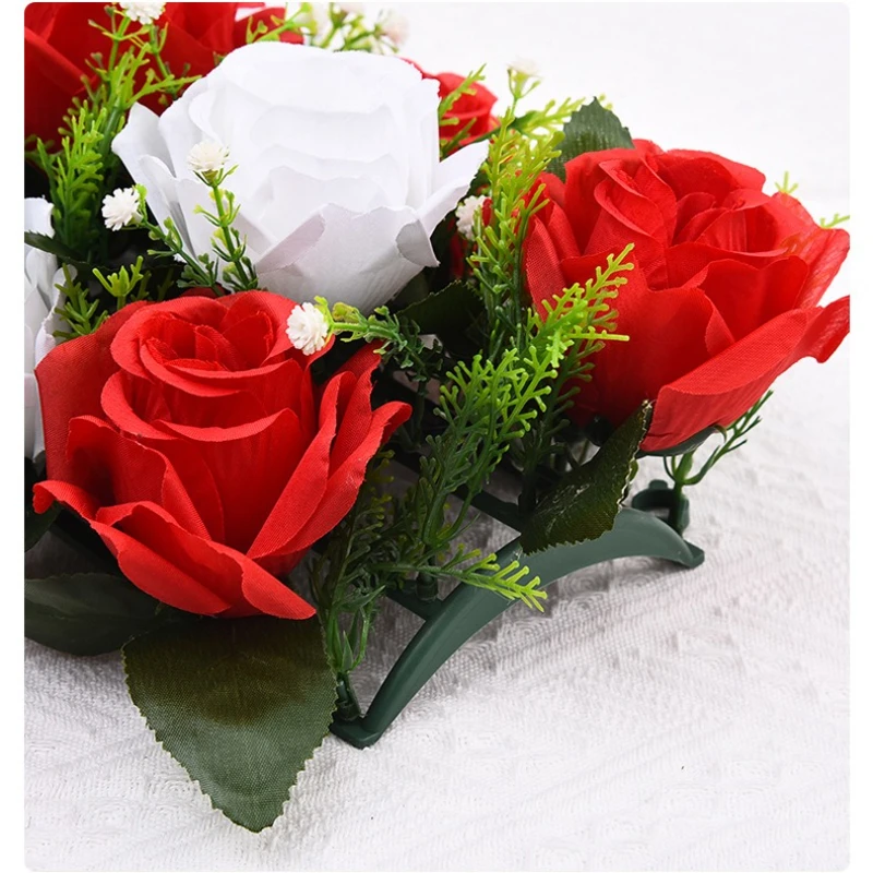 Rose simulation flower wall decoration flower column arch home wedding table decoration fake silk flower rows