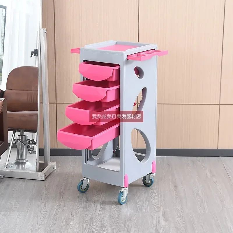 Pink Trolley Beauty Salons Furniture Cosmetologist Makeup Trolley Hospital Tattoo Professional Hairdressing Spa Auxiliary Cart