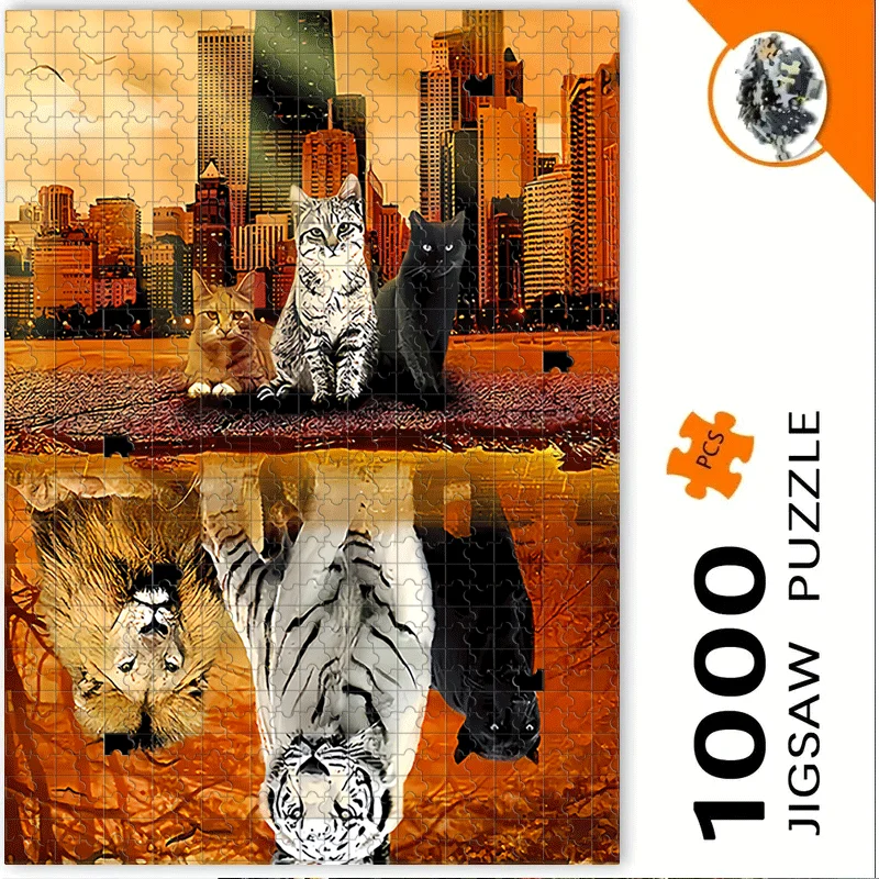 Puzzle tigre/lion/chat pour adultes, 500/1000 pièces, adapté aux jeux de casse-tête 500 et 1000 pièces, jeux familiaux, Birt