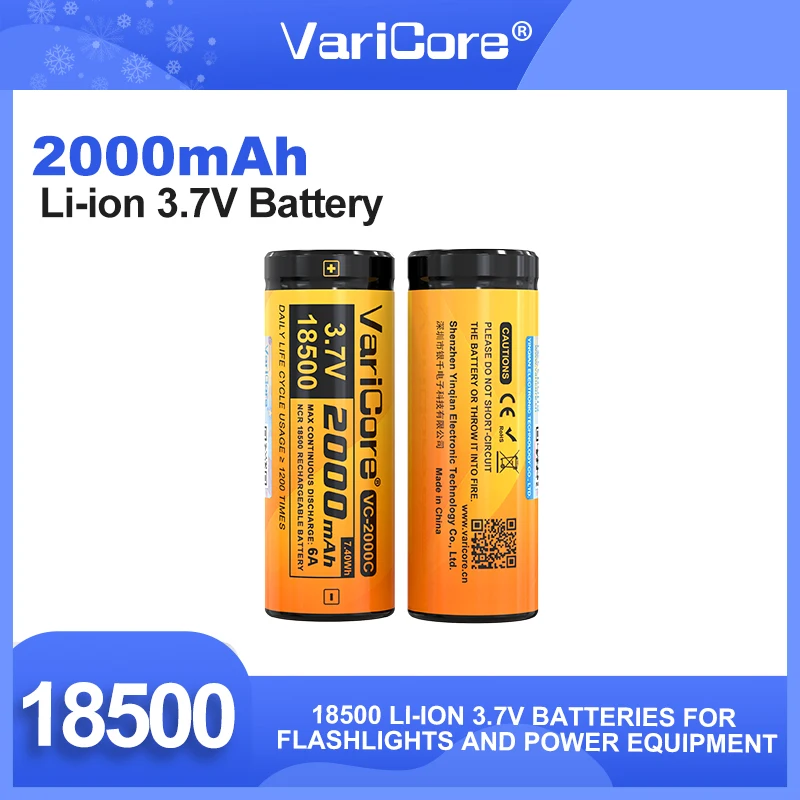 VariCore 1-10PCS VC-2000C 18500 2000mAh 3,7 V Akku Recarregavel Lithium-ionen Batterie Für LED Taschenlampe scheinwerfer