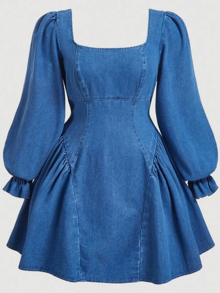 

Wmstar Denim Dresses for Women Wholesale Long Sleeved Fitted At The Waist Wide Dress That Accentuates Slimness Summer Clothes