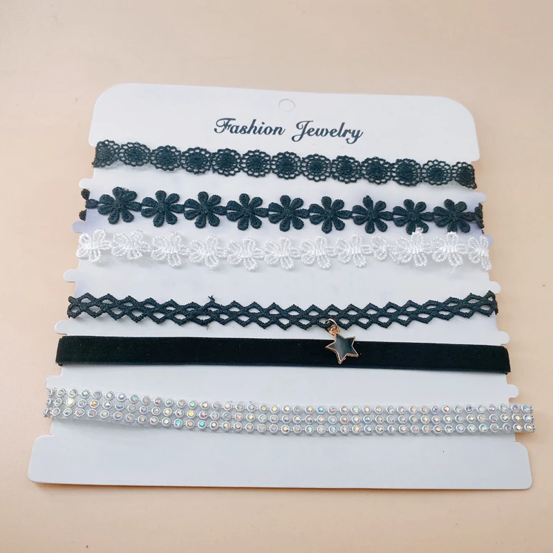 ZRHUA 6pcs/set Newest Bohemia Fashion Necklaces Mix Color Lace Tattoo Choker Necklace For Couple Lovers' Accessories Jewelry image 3