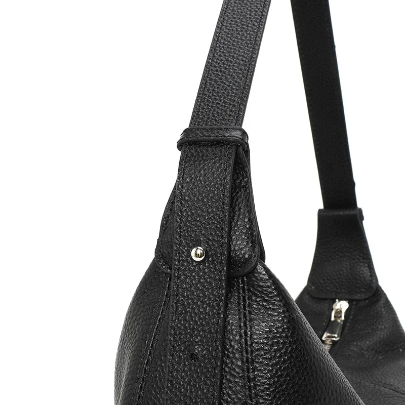 100% Echtes Leder Schultertasche für Damen Große Kapazität Halbmond-Form Designer Kuhledertasche für Pendler Shopper-Tasche – Detail 29