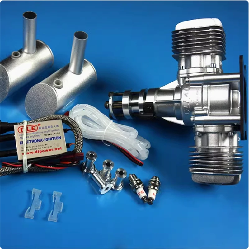 DLE40 Gasoline Engine Double cylinder Two stroke Side exhaust Air cooling Hand start 40CC displacement RC Model Airplane Engine