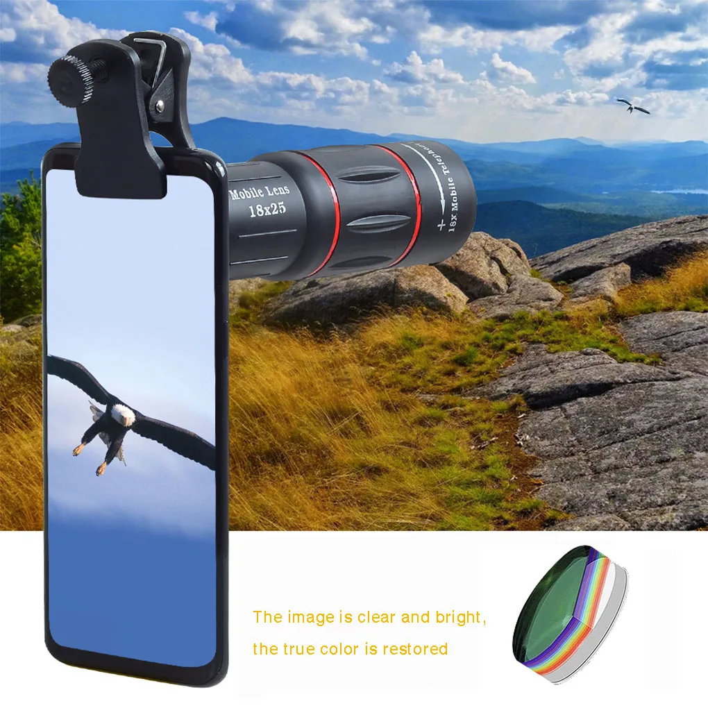 

Mini 18x Phone Photography Telescope Adjustable External Telephoto Lens Monocular Smartphone Observing Device Outdoor