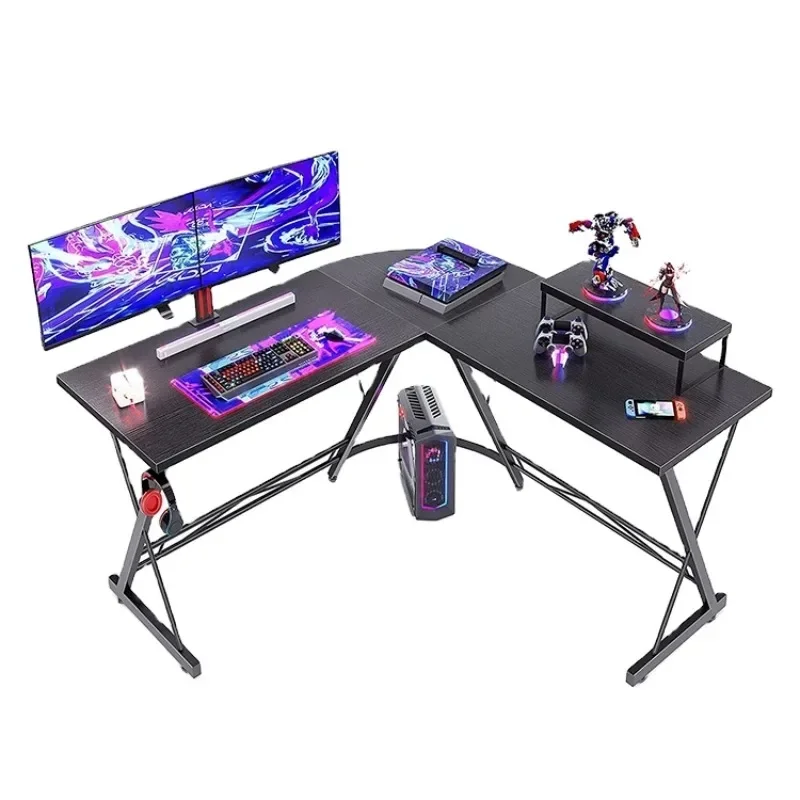 

Rounded Corner Design Safety Computer Table Large Desktop L - Shaped Black E-sports Gaming Table