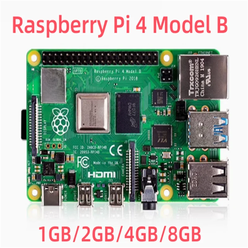 Raspberry Pi 4 Model B 1GB 2GB 4GB 8GB RAM Cortex-A72 ARM v8 64-bit SoC 1.5GHz Gigabit Ethernet WiFi BLE 4K Video RPi 4B Pi4