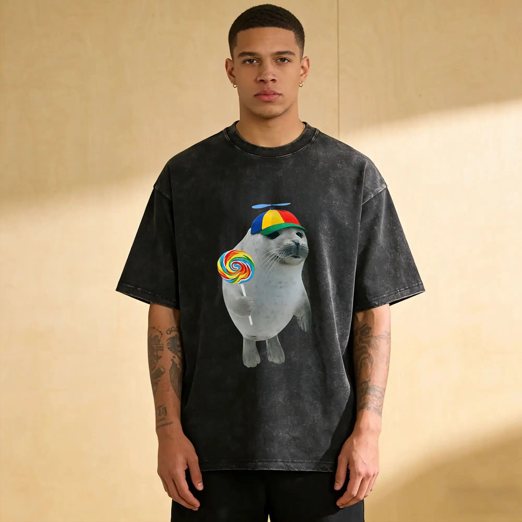 Men Silly Seal T Shirts Animal Meme Clothing Summer Aesthetic Short Sleeve T-Shirt O-Neck Hipster Casual Tshirt Cheap