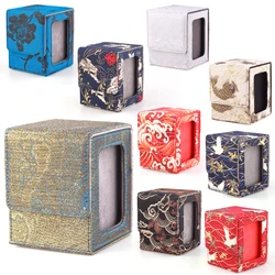 Card Deck Storage Box TCG Trading Cards Case Magic Commander Card Organiser Case Magnetic PU Leather Box With Display Window