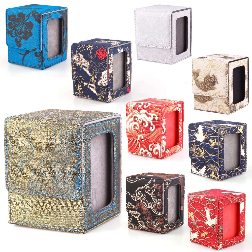 Pudełko do przechowywania kart TCG Etui na karty kolekcjonerskie Magic Commander Etui na karty Magnetyczne pudełko ze skóry PU z okienkiem wyświetlacza