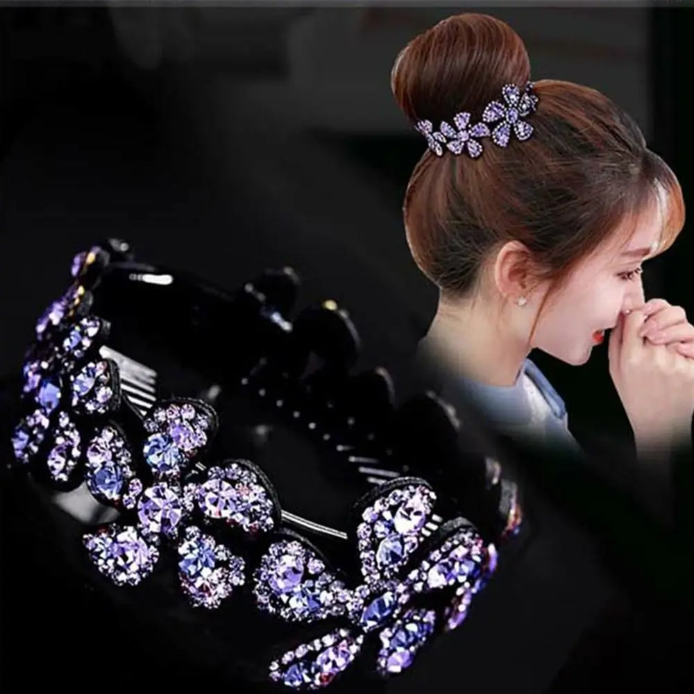 Fleisch bällchen Haarschmuck Frauen Haar Krallen Kopf bedeckung Haars pangen Strass Blume Haarnadel Vogelnest Blumen Twist Clip