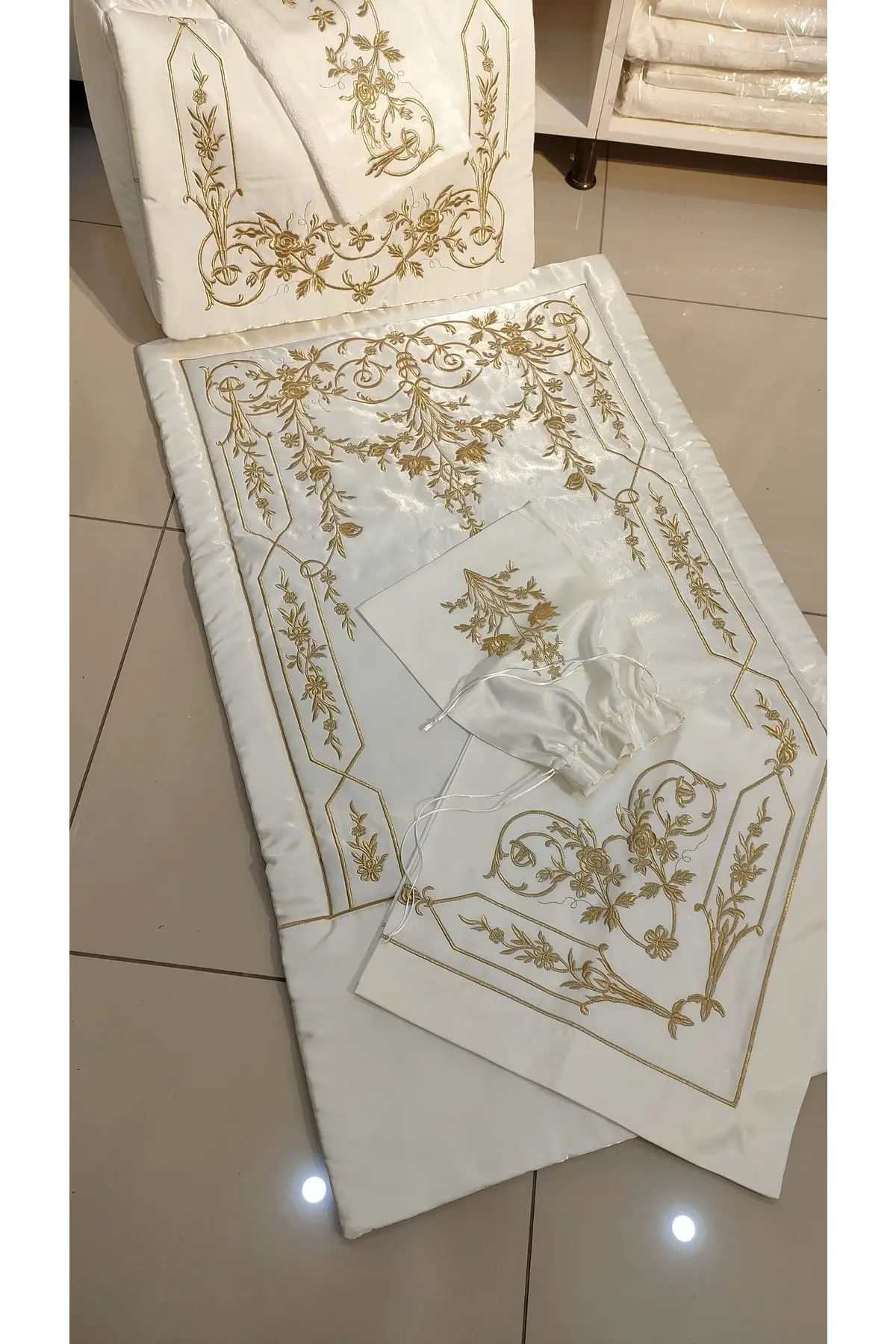 Full of Gold embroidery set consists of 6 pieces pieces. Meditation Rug