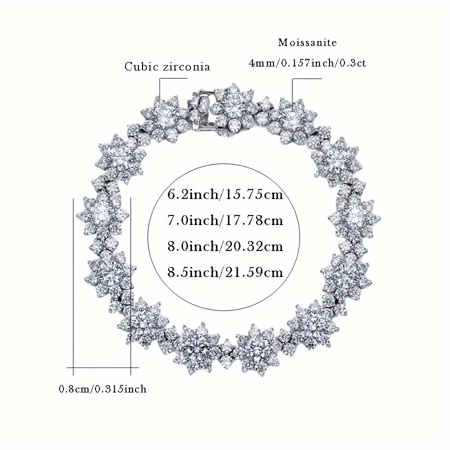 All Mozambique New Sunflower Moissanite Women's Bracelet 925 Sterling Silver Diamond Jewelry Moissanite Diamond Women's Bracelet