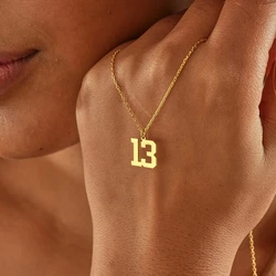 Custom Simple Lucky Numbers Necklace Women Girl Men Boy Simplist Jewelry Stainless Steel Gold Color Numerals Pendant Necklace