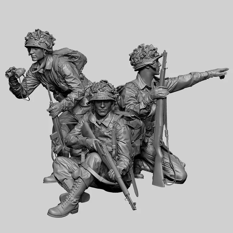 

1/35 Resin Soldier kits colorless and self-assembled（3-Person Set）A-2299