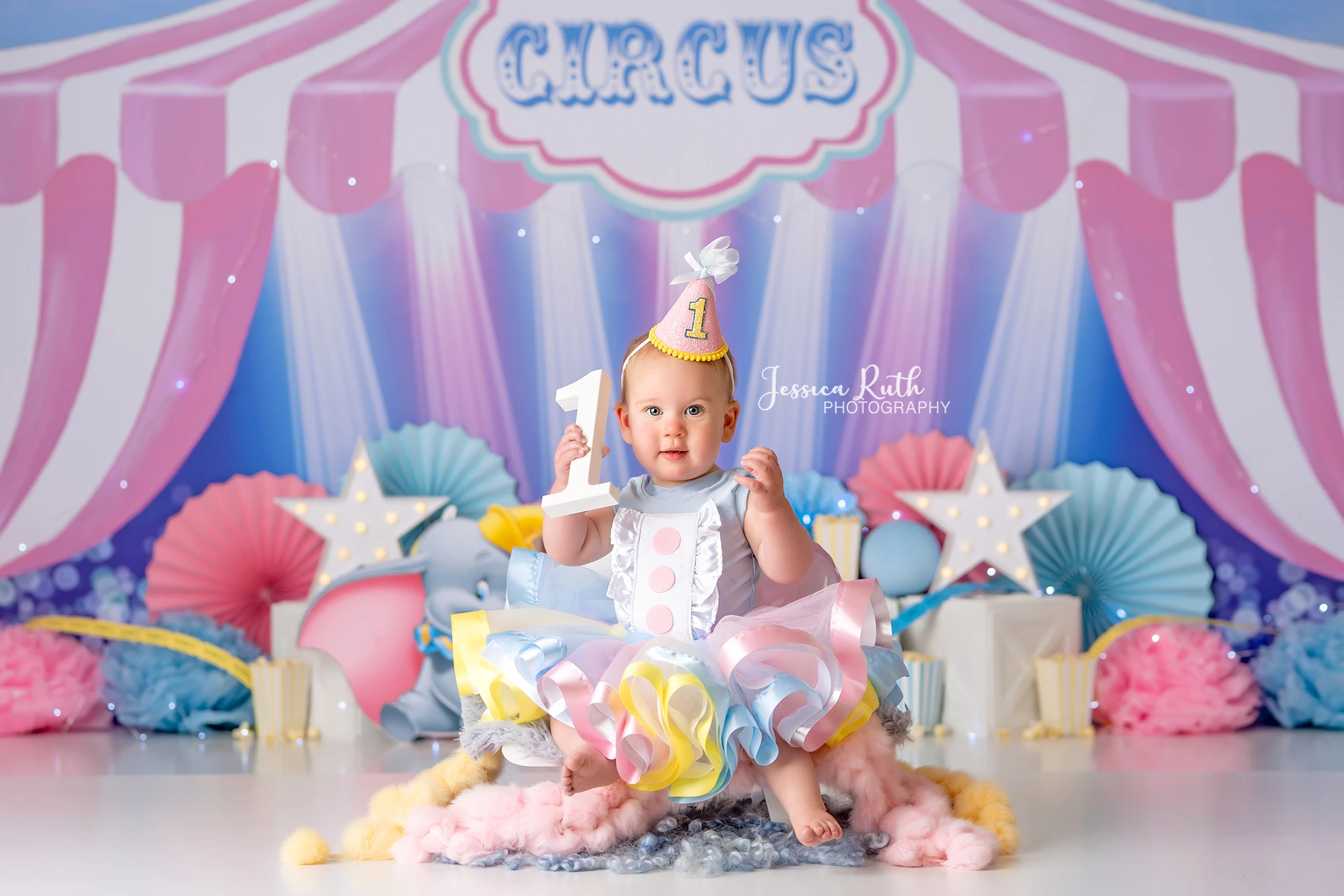 Pink Circus Stars Backgrounds Cake Smash Kids Adult Photography Props Child Baby Decors Tent Amusement Park Photo Backdrops