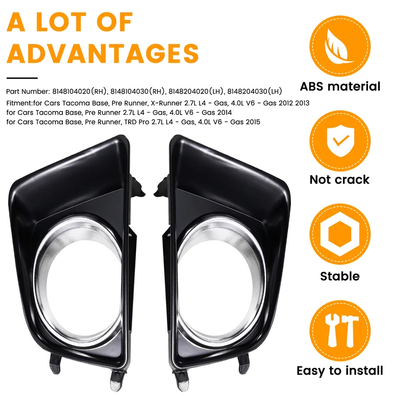 

Classy-For Toyota Tacoma 2012-2015 Right Left Fog Light Grille Cover Trim 8148104020 8148204020