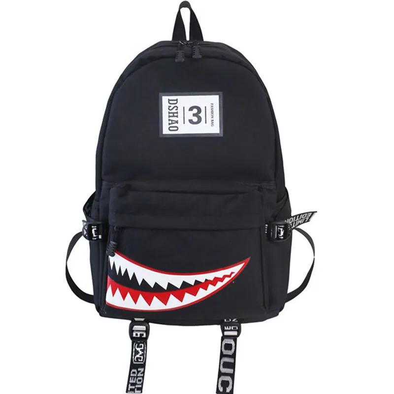 Shark Teeth Face Backpacks for Teenagers Boy Girl Student Book Bags Waterproof Travel Bags Cool Anime Designer Packsack Satchel