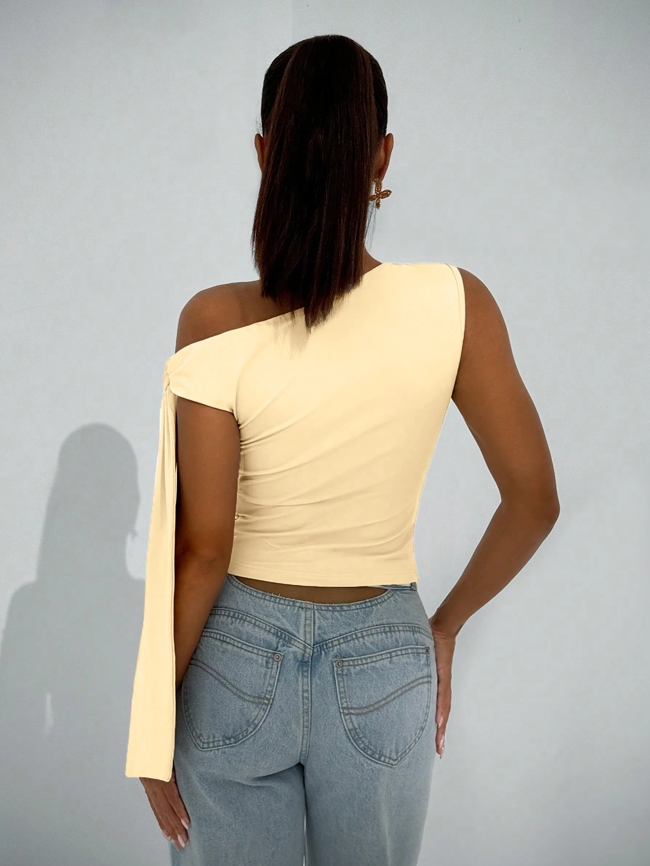 Women One Shoulder Ruched Crop Top 3 Pack Sexy Tie Detail Sleeveless Cami Top Set