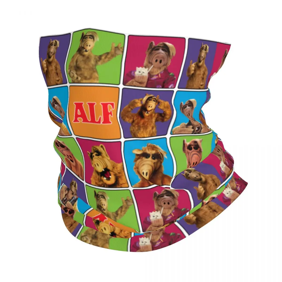 الغريبة الحياة شكل ALF ميمي الكولاج باندانا الشتاء الرقبة أدفأ يندبروف التفاف الوجه وشاح للمشي الخيال العلمي برنامج تلفزيوني الجراب عقال