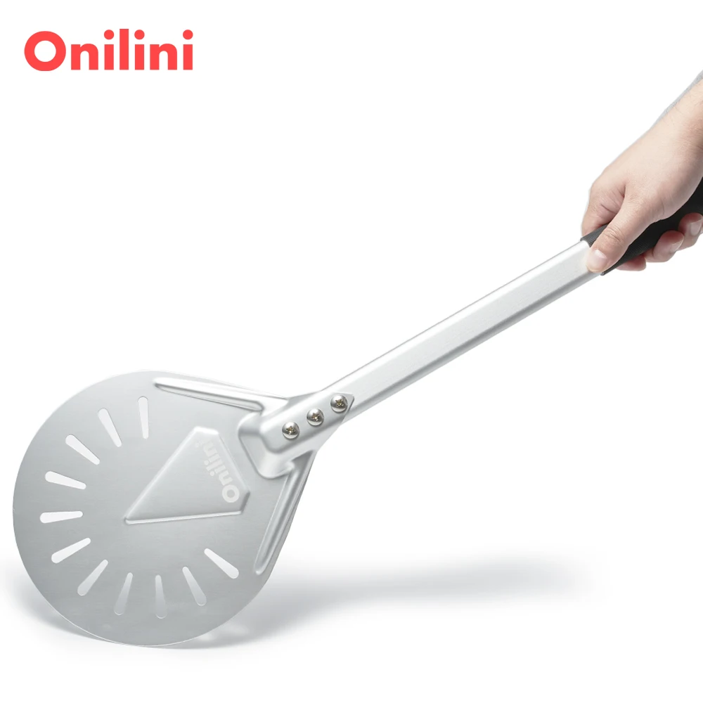 Onilini 7/8/9 inch Pizza Turning Peel Anodized Pizza Peel Almuinum Alloy Handle Perforated Pizza Shovel