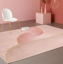 Pink Simplicity Creative Carpet Living Room Light Luxury Minimalism Bedroom Decoration Rug Girl Room Non-slip Floor Mat Washable