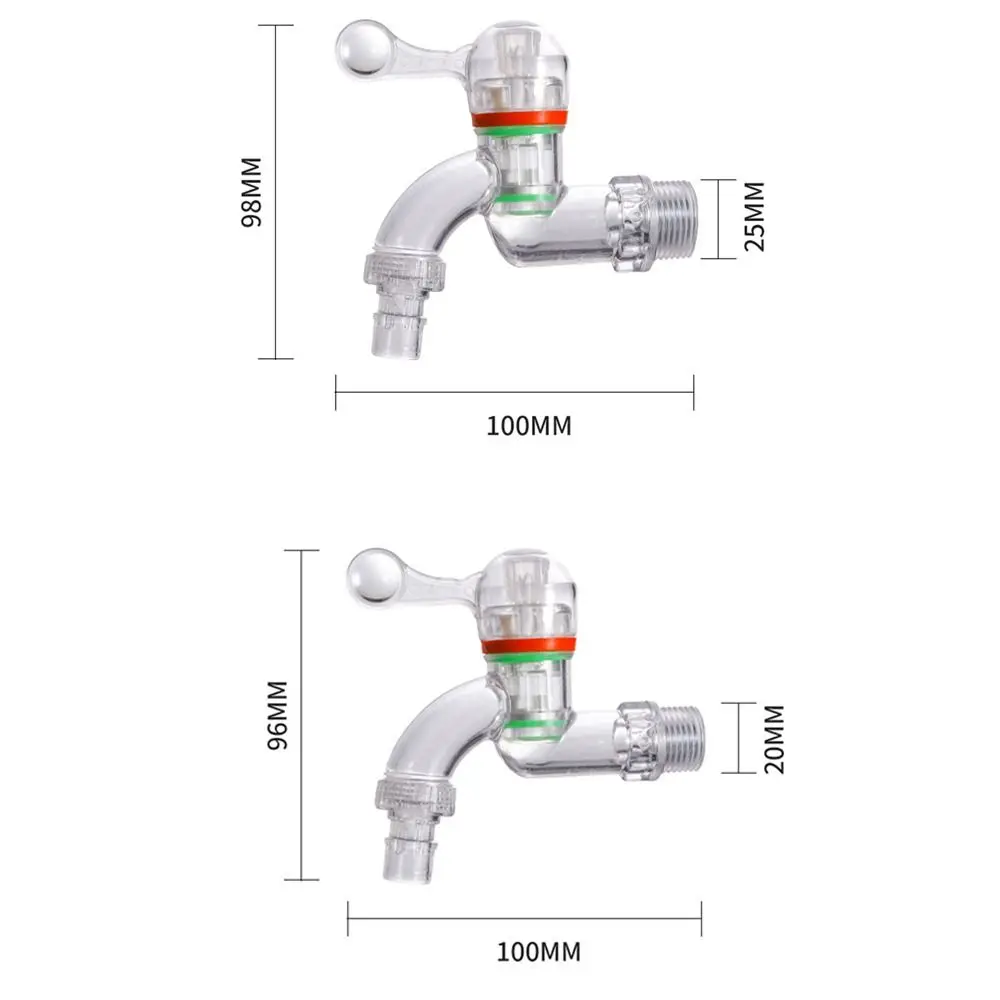 Multifunktionaler transparenter Wasserhahn-Wasserschalter aus Kunststoff, 20/25 mm Wasserhahn, Gartenbewässerungsanschluss, Wasserventil für die Küche