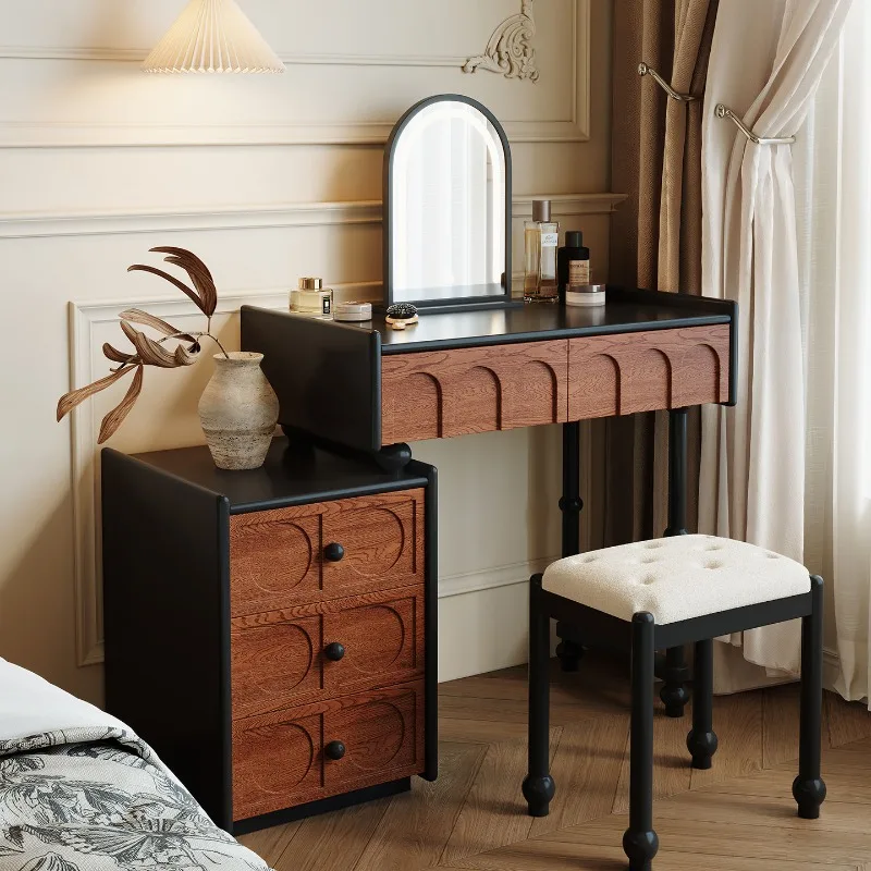 

Large French Drawer Vanity Table Brown Aesthetic Space Saving Makeup Vanity Organizer Beauty Coiffeuse Chambre Home Furniture