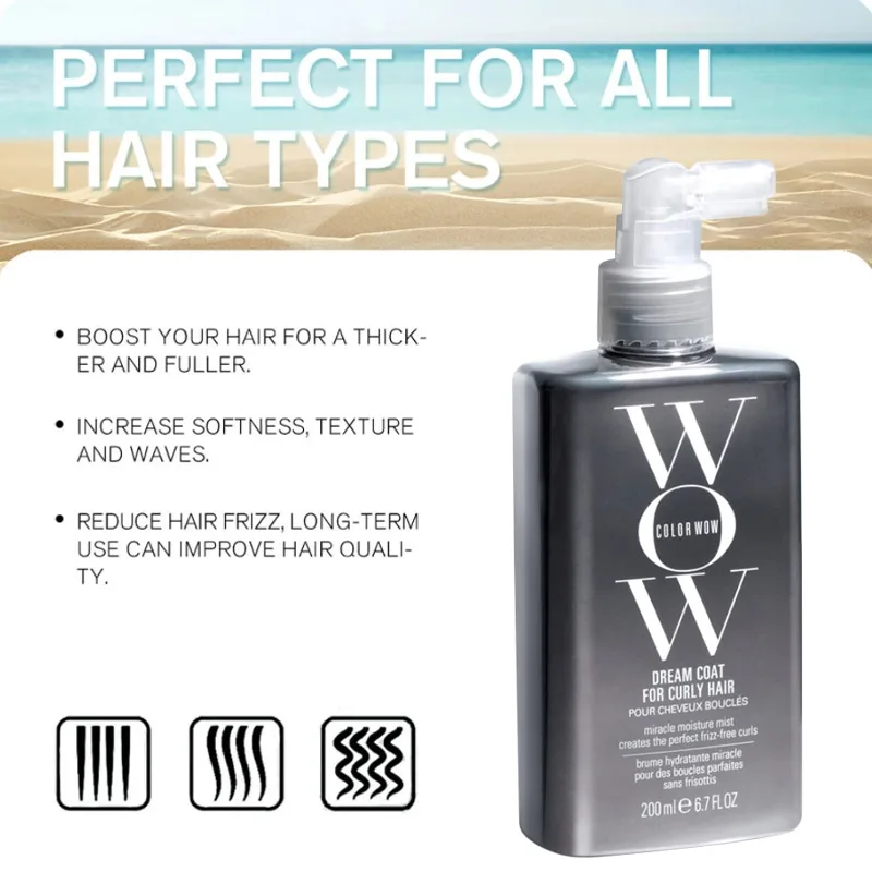 Color WOW-Casaco Dream para Cabelos Encaracolados, Cachos Sem Frizz, Spray de Moisture-Boosting Fácil, Fórmula de Enrolar, Produto do Cuidado do Cabelo