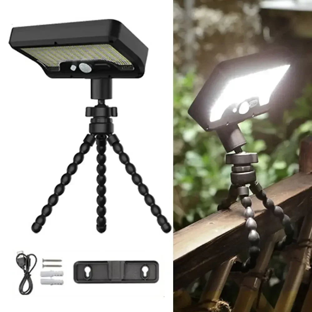 92LED الشمسية كشاف ضوء مقاوم للماء المحمولة الجدار مصباح مرنة الأخطبوط ترايبود أضواء الأمن كليب سياج مصباح التخييم الفناء #3