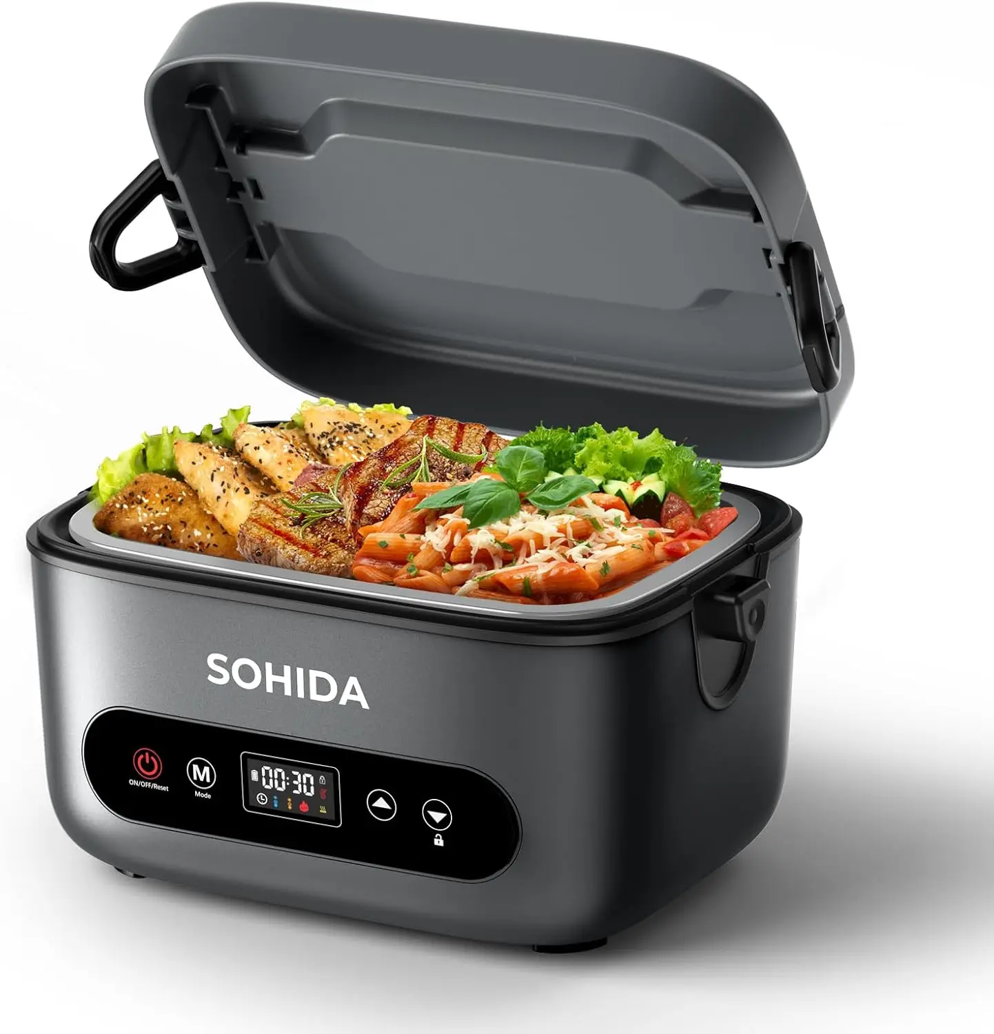

100W Cordless Heated Lunch Box, 1.2L Rechargeable Food Warmer for Adults, Portable 5-Side Heating Lunchbox for Work, Car