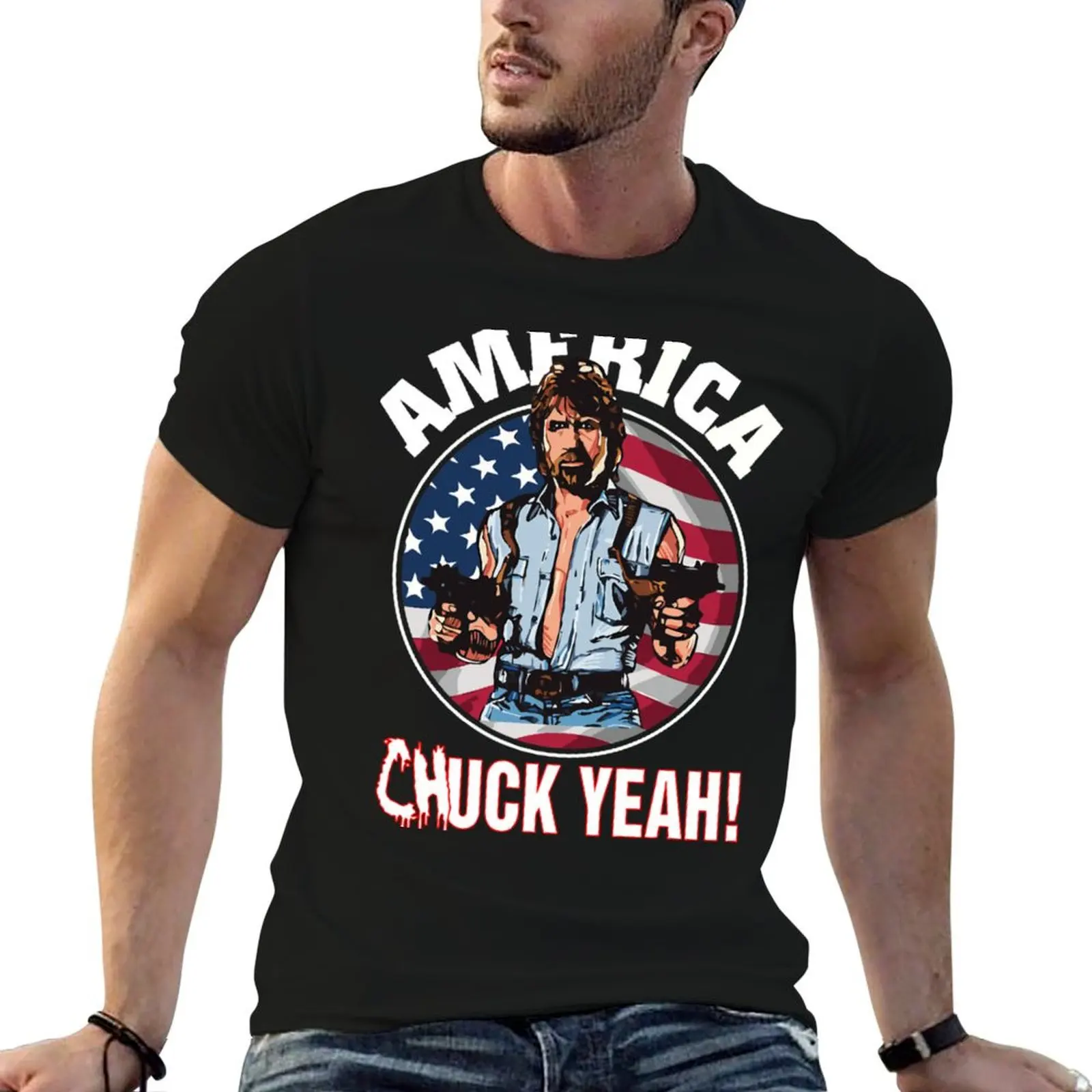 America Chuck Yeah Active T-Shirt Classic Print Short Sleeve Shirt