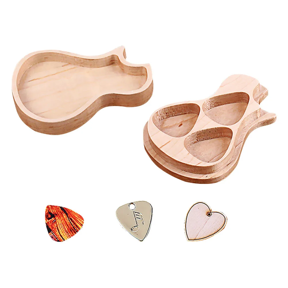 

1Set Wooden Guitar Creative Openable Guitar Shape Case Storage Holder for Guitarists Music Accessory Pick Storage Box