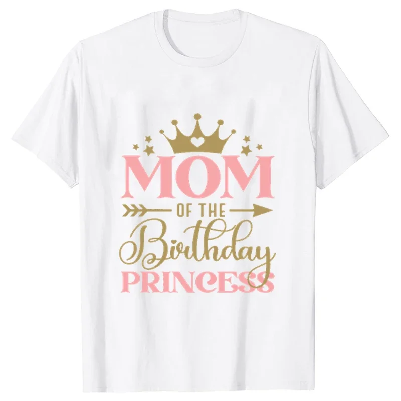 Birthday Princess Girls Party T-shirt Family Gathering Matching Sibling Tees White Unisex Kids Clothing Crown Graphic Y2k Tops